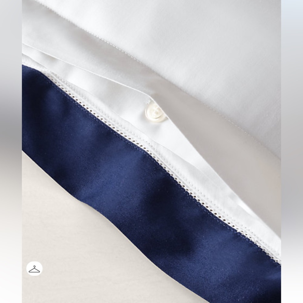 Ralph Lauren RL Organic Sateen Border King Sham White with Navy Blue Border - Picture 4 of 6